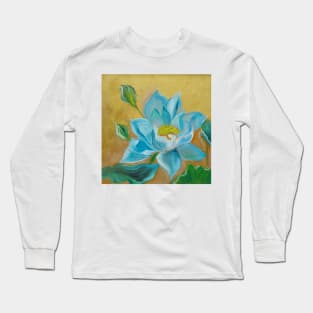 Blue Lotus on Gold Long Sleeve T-Shirt